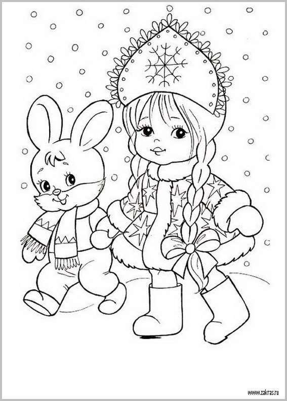 Зимние новогодние раскраски для девочек и мальчиков (подборка раскрасок 40  шт.)